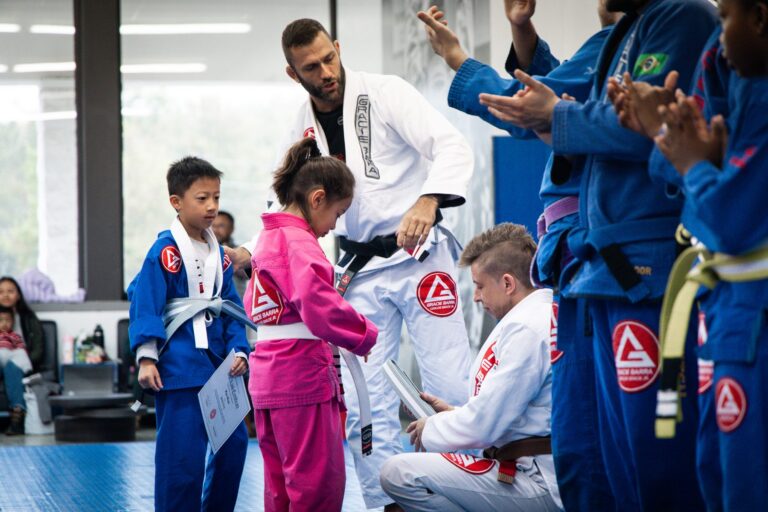 Gracie Barra Princeton kids and teens with their Professor